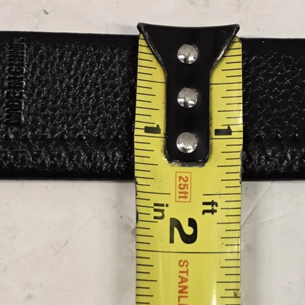 Mila Schon Black Leather‎ Silver Tone Buckle Belt
